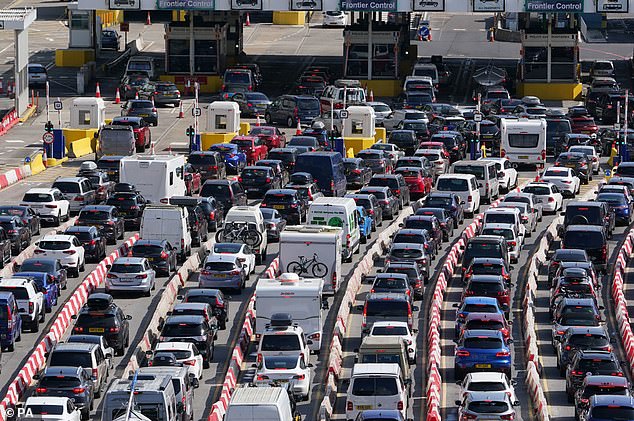 File image of queues at the Port of Dover - one of the locations where the new border controls will take place - on August 26, 2023