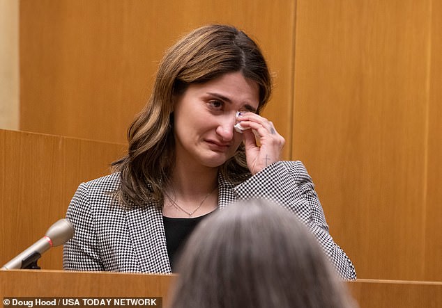 Corey's mother Breanna Micciolo was the first to testify in court on Tuesday.  She sobbed and wiped at her eyes as she watched the disturbing video of her son at the gym