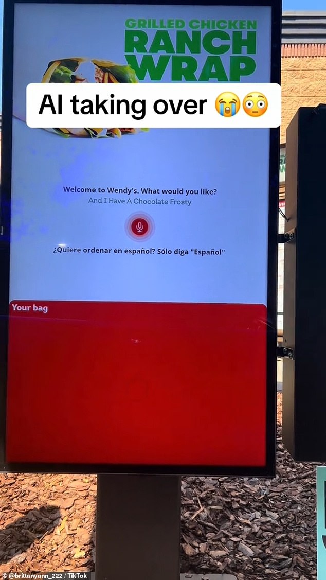 Brittany revealed in her video description that she wasn't a fan of the AI ​​worker at the Wendy's she went to in Florida