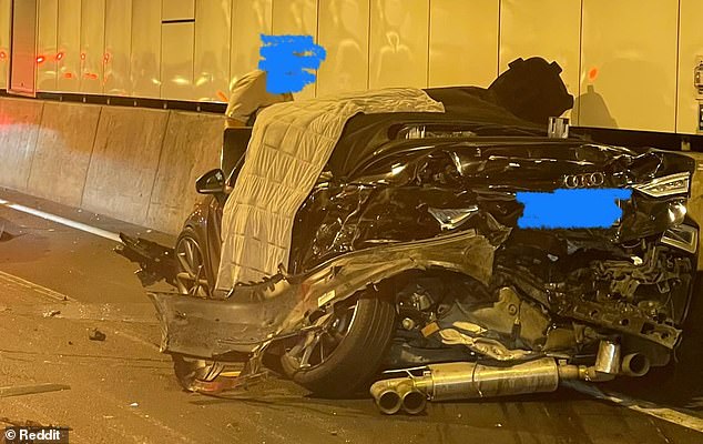 Mr Daley drove north into the tunnel in a black Audi S3 (pictured), which witnesses said he was traveling at speeds of up to 125mph