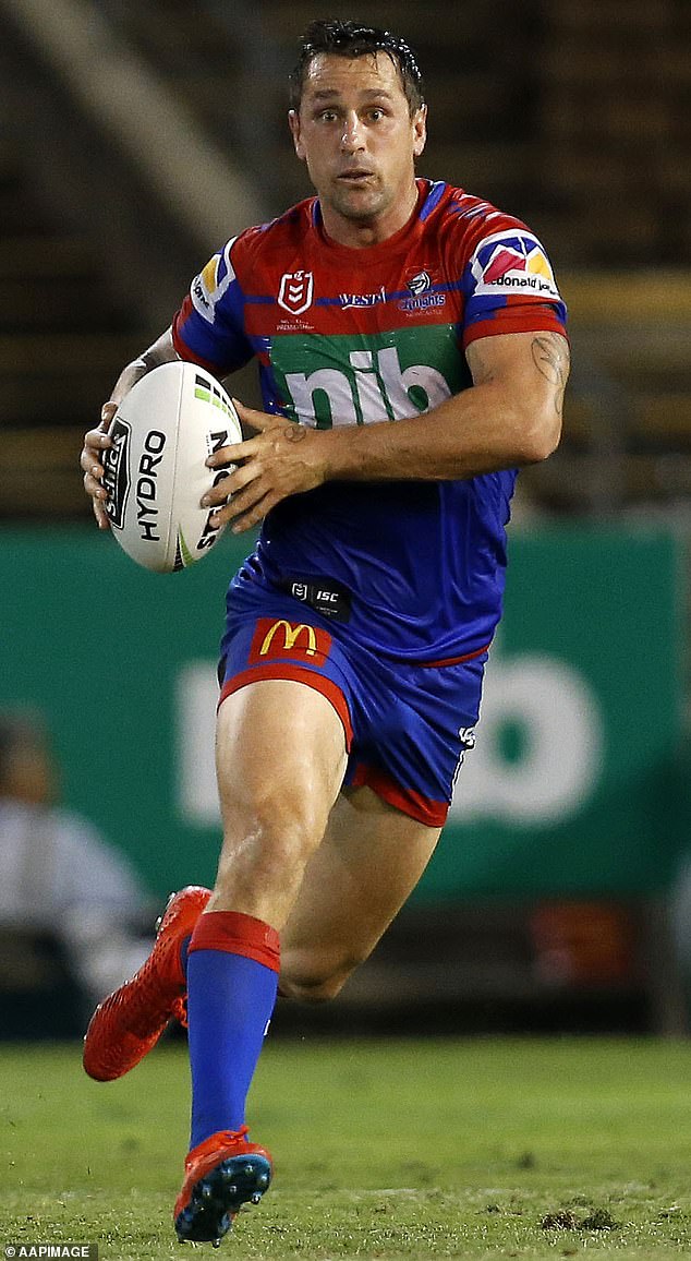 Former Newcastle Knights NRL halfback Mitchell Pearce, (pictured) center Bradman Best and prop Daniel Safiti may also be in danger