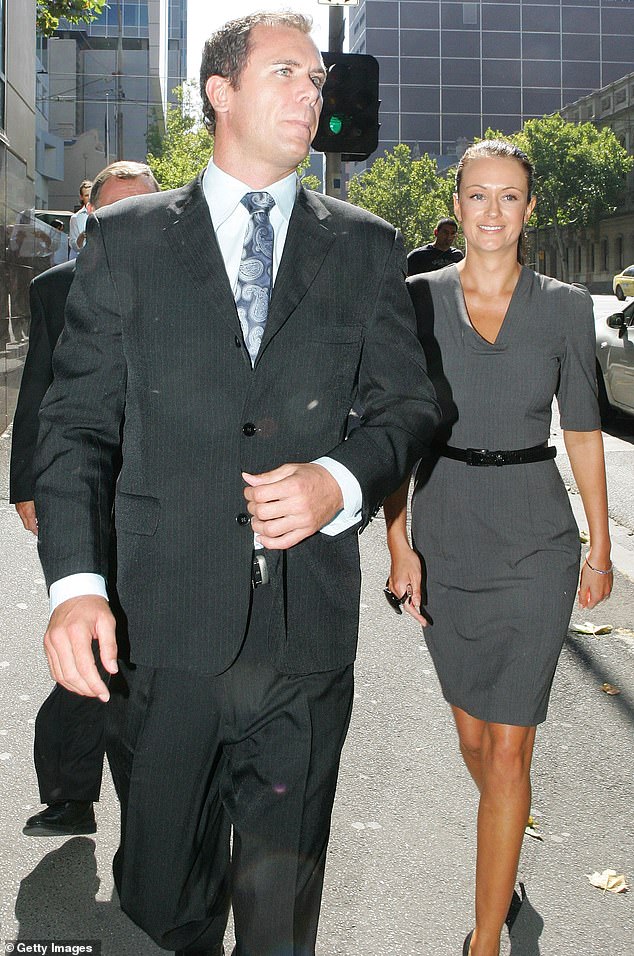 In 2007, Carey was accused of glassing his then partner Kate Neilson (pictured together) in a restaurant in America.  She refused to press charges