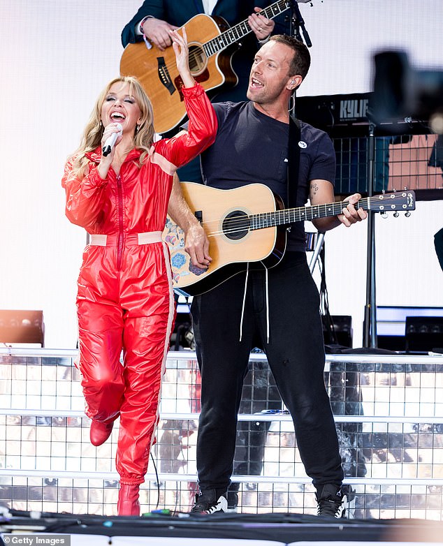 Kylie and Chris have shared the stage a number of times over the years, including at the Glastonbury festival in 2019 (pictured)