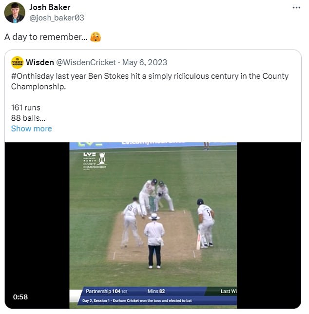 Baker took to social media to reference his match against Stokes in what was his final post on X