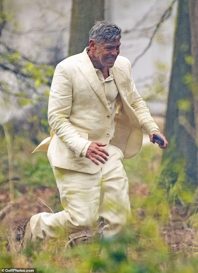 A distressed George, who plays the titular character, was seen wandering through the woods before meeting the American actress, Elvis Presley's granddaughter.