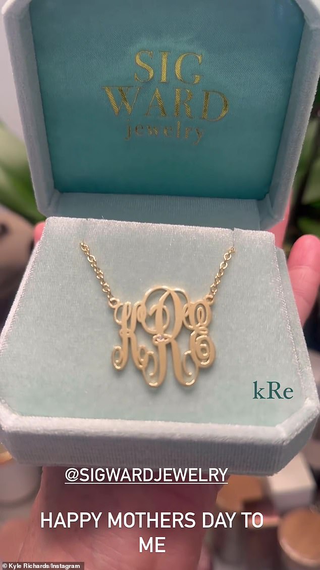 Kyle's gold chain from Sigward Jewlery contained the initials for her full name Kyle Egan Richards