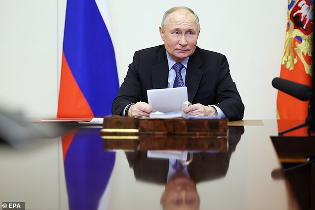 Russian President Vladimir Putin (pictured) has denied claims that the country is building a nuclear anti-satellite that could destroy all other satellites in space for up to a year.