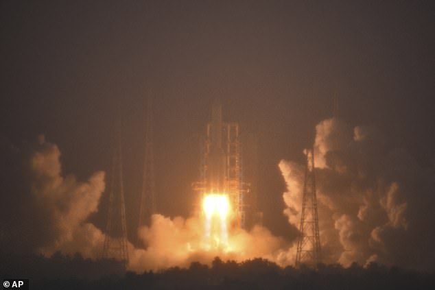 China on Friday launched its Chang'e 6 rocket (pictured) that will travel to the dark side of the moon to collect rock samples from the lunar surface