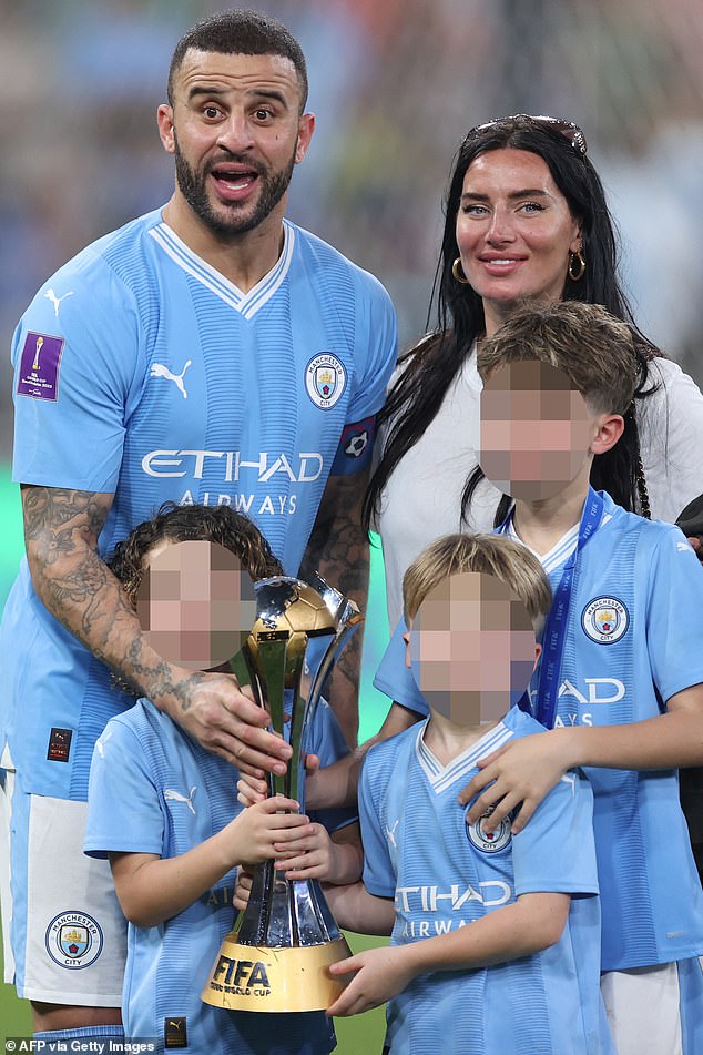 Kyle's wife Annie, 30, who recently gave birth to their fourth child together nine months after his second child with Lauryn was born, will be in attendance with their children - Roman, 11, Riaan, seven, Reign, five, and newborn Rezon (pictured with the eldest three sons in December)