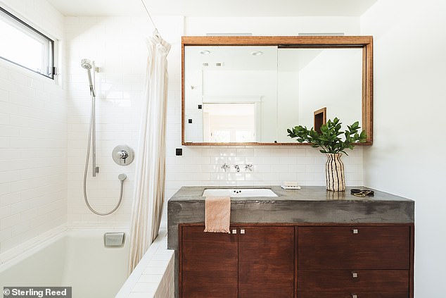 The large countertop and sink provide ample storage space