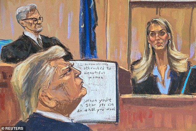 Hope Hicks testifies as Donald Trump looks on