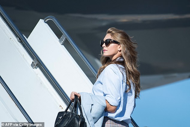 Advisor to US President Hope Hicks boards Air Force One at Wilkes-Barre Scranton International Airport August 20, 2020