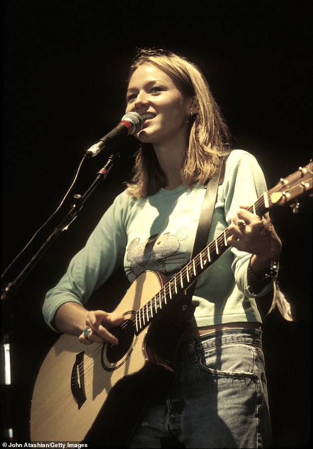 In the lengthy profile, Jewel discussed overcoming a difficult upbringing and subsequent struggles in life – which led to her finding a sense of peace;  the Hands singer pictured in 2000