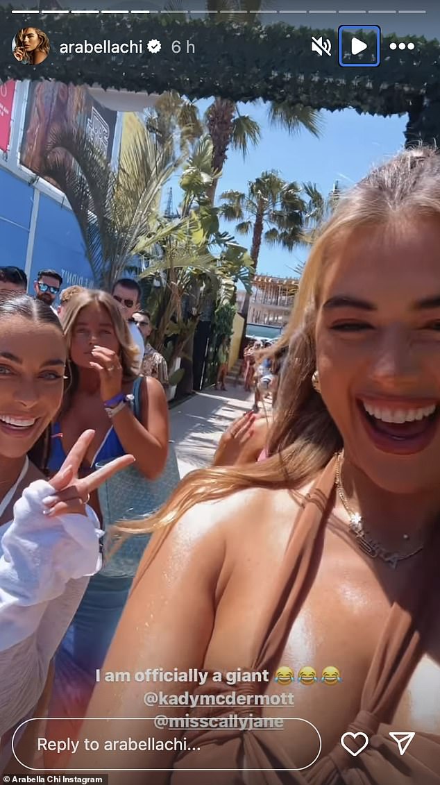 In a funny video, she captured herself walking and then turned the camera to her friends and fellow islander Katy McDermott and Cally Jane Beach as she joked about their height difference