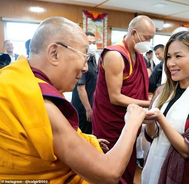 The avid traveler met the Dalai Lama in India in April and said it was a day she will 'never forget'