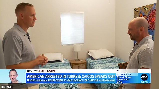 Bryan recently moved into an AirBnB with Ryan Watson (right), who faces the same charges, and the two men showed off their cramped living quarters while awaiting sentencing
