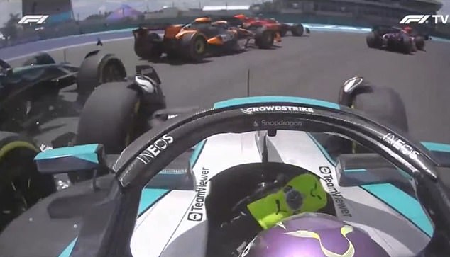 Hamilton braked very late and seemed to get tangled up with Aston Martin's unsuspecting Alonso