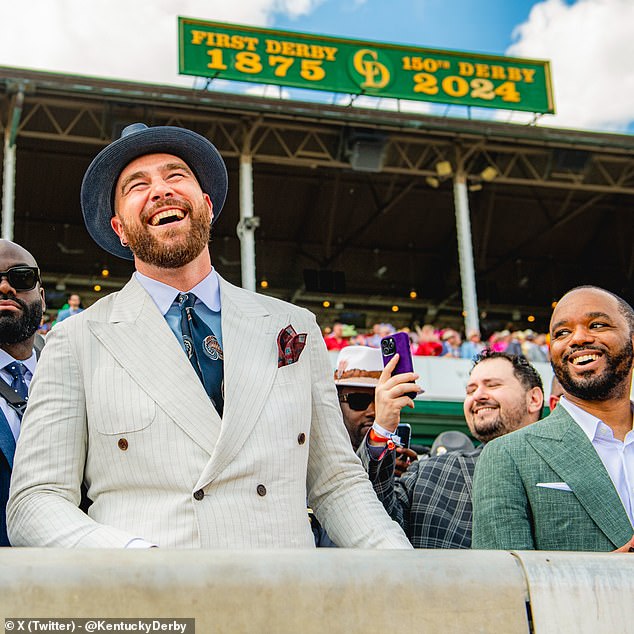 Kansas City Chiefs star Travis Kelce looked dapper as he appeared to choose the right horse