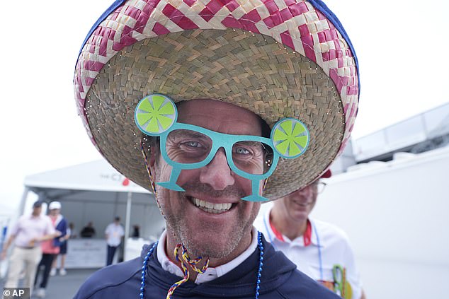 A Dallas man was seen wearing a large sombrero with teal margarita-themed glasses during the final round of the Byron Nelson golf tournament in McKinney, Texas