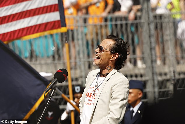 Singer Marc Anthony – Jenifer Lopez's ex-husband – sang the national anthem on the grid