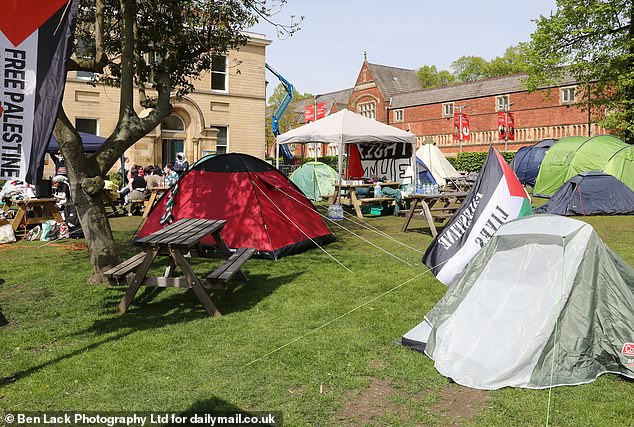 West Yorkshire Police at the University of Leeds, where protesters set up tents on campus in solidarity with Palestine