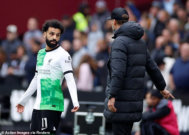 Salah's warm reception came a week after he was involved in a row with Jurgen Klopp (right)