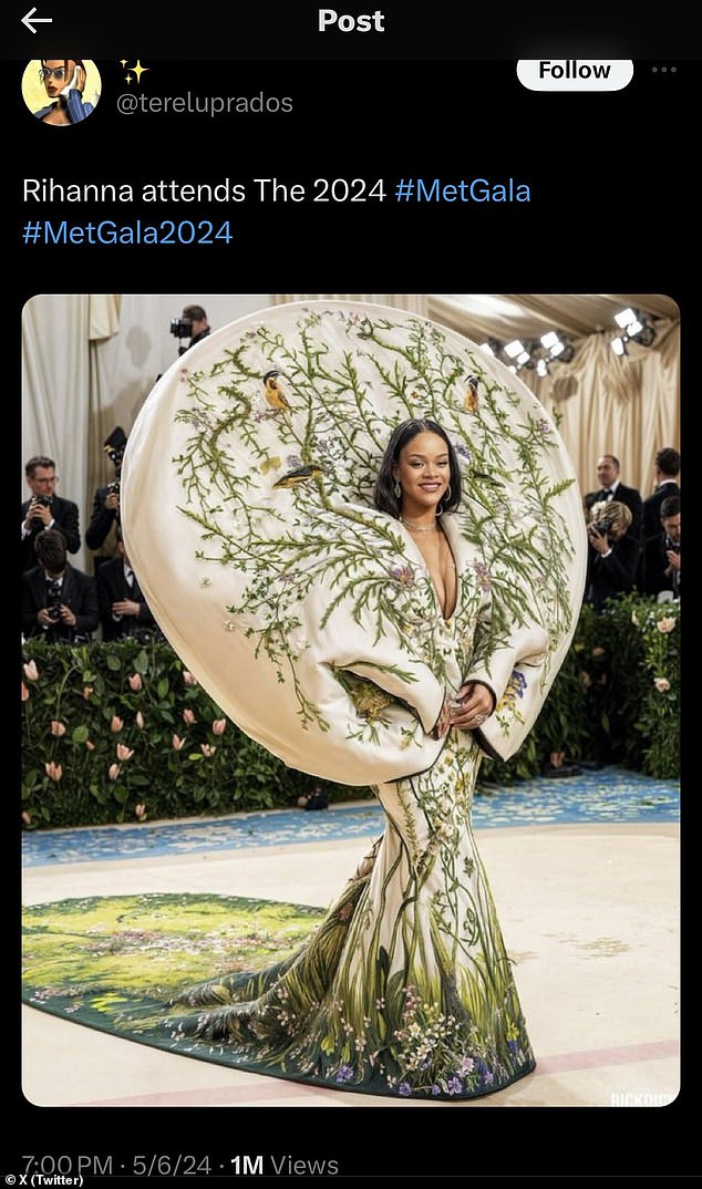 Social media feeds were full of AI-created fakes pretending to show images of the rich and famous at the 2024 Met Gala, including this lifelike image of Rihanna (above).  However, this Rihanna image was not created by Sali or his fellow fan Kauán