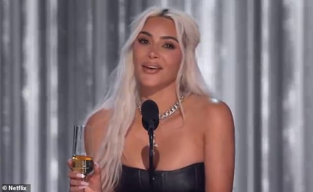 Kim Kardashian was loudly booed during her short comedy routine on stage on Sunday