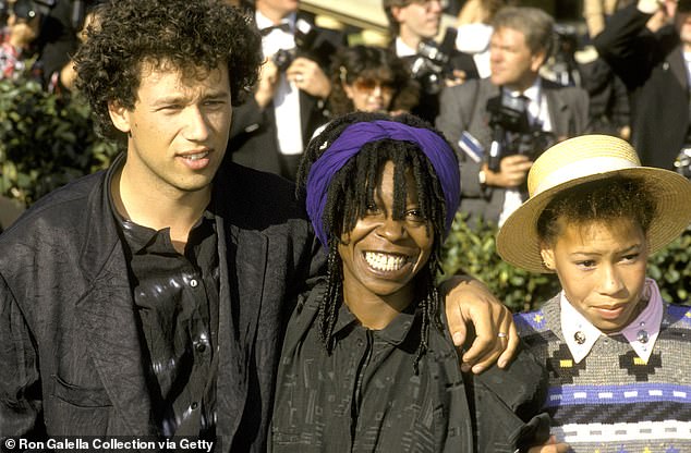 Whoopi, pictured here in 1986 with her second husband David Claessen and Alex, has previously said she chose her career over her child