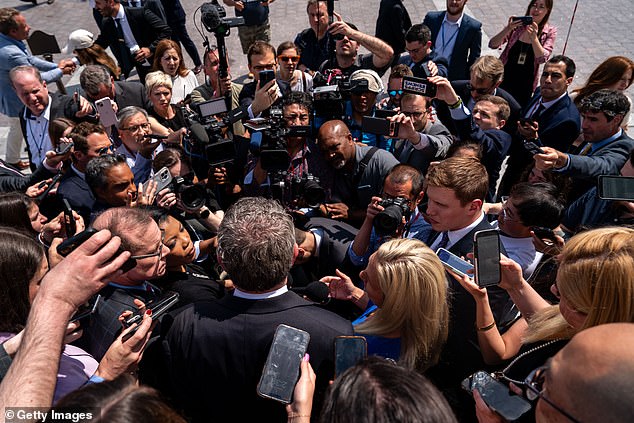 Reporters swarm to MTG and Massie to see if they will try to kick out Speaker Johnson