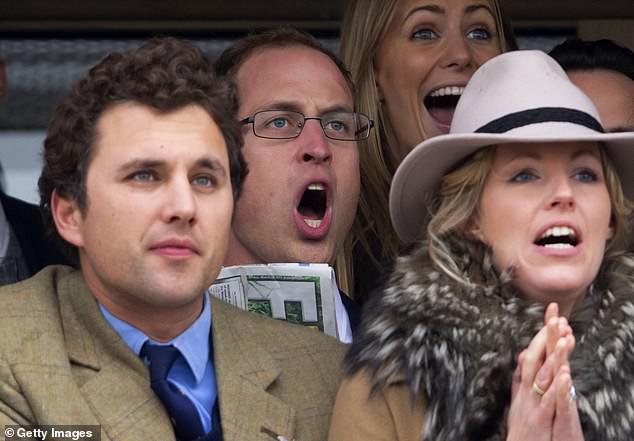 Prince William with Thomas van Straubenzee at the Cheltenham Festival in 2013