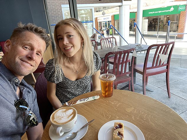 Claudia (pictured) with her father, a few days after being released from hospital