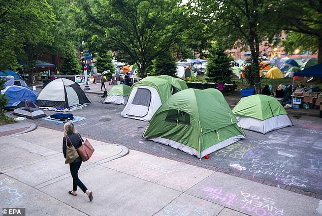 The George Washington University camp was broken up by DC police early Wednesday morning, leading to at least 33 arrests