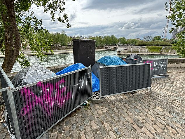 Illegal camps can still be found along the Seine, but there are raids by police most mornings