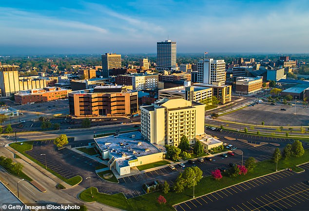 South Bend, IN (pictured) also made the list, with the median home price falling 1.6 percent to $180,000