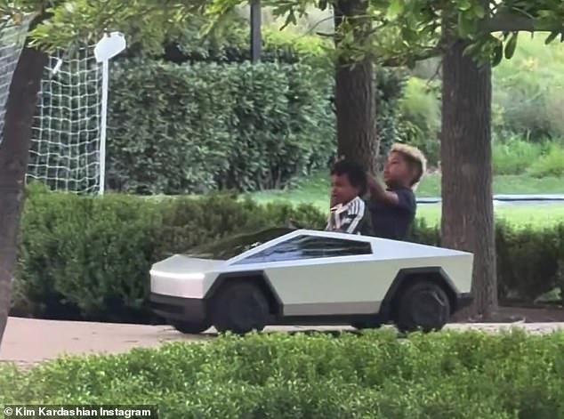 Psalm took older brother Saint for a ride around the grounds of Kim's $60 million Hidden Hills estate