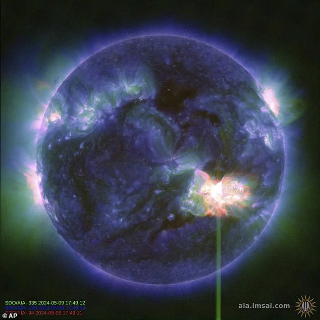 Earth could witness its worst solar storm in 165 years as five streams of plasma released by the sun this week will enter our atmosphere tonight.  NASA has released a photo of a solar flare released by the sun on May 9