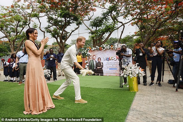 Harry and Meghan are taking part in games today at the Wuse Lightway Academy in Abuja