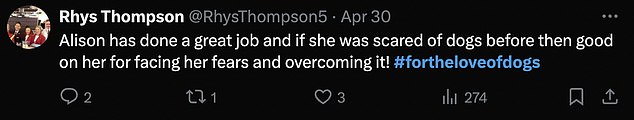 The general reception was not too positive, with some viewers critical of Alison and suggesting the star lacked 'empathy' for the puppies featured.