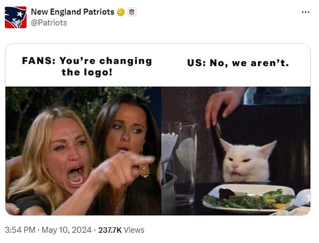 Ultimately, the Patriots responded to the backlash by posting a meme to calm the crowd