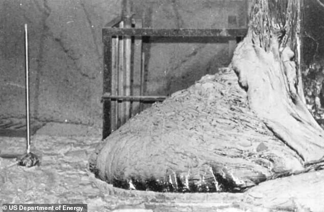 In this photo taken by the US Department of Energy ten years after the disaster, the Elephant's Foot can still deliver a fatal dose of radiation within an hour