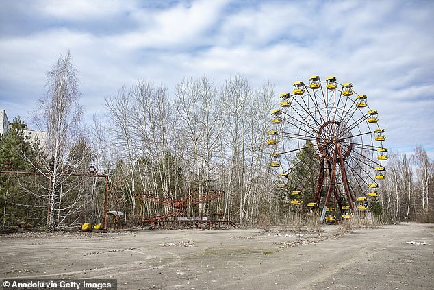 Radiation levels in Chernobyl (pictured) are gradually decreasing, but the Elephant's Foot could remain dangerous for decades