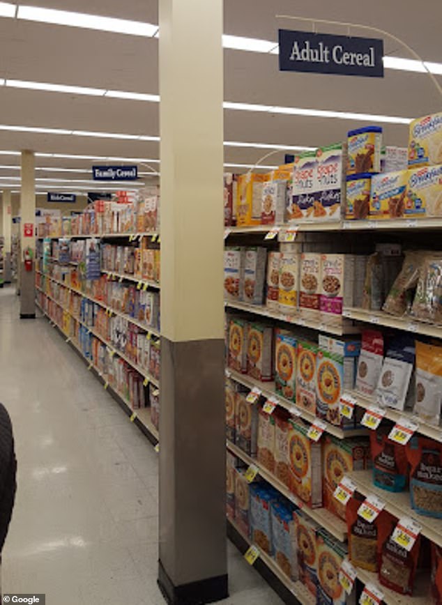 At the Family Fare supermarket, the shelves are stocked with cereal and oatmeal