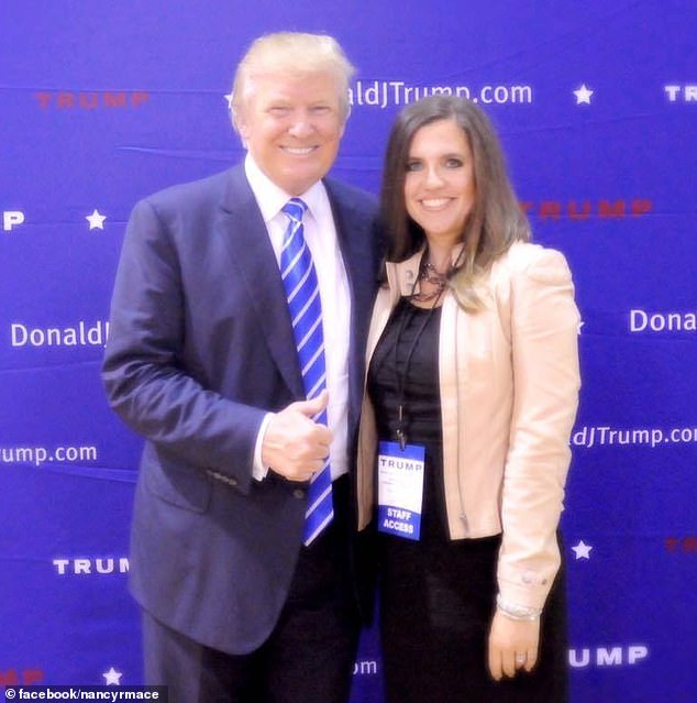 Representative Nancy Mace pictured with Donald Trump as she worked on his campaign in 2016 – before being blacklisted