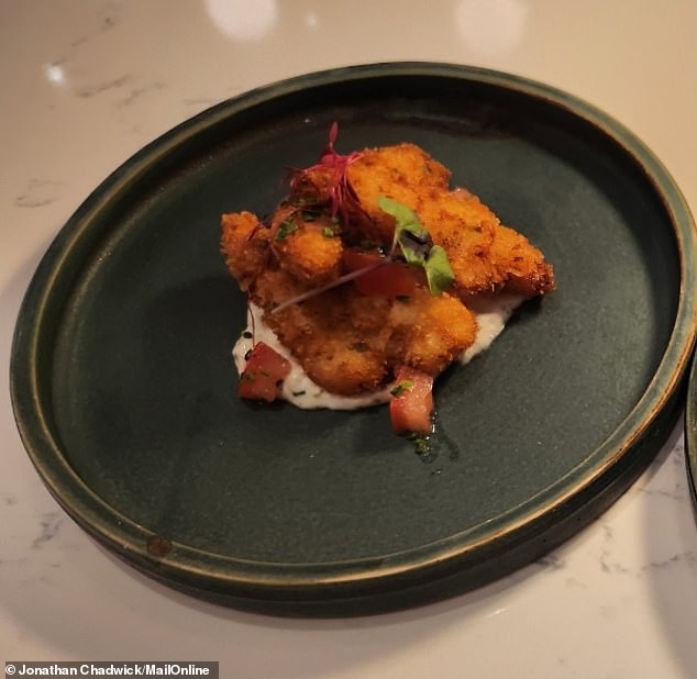 Pictured: Cod tongues with gribiche (a French egg sauce) made from hard-boiled eggs left over from the morning's breakfast bar