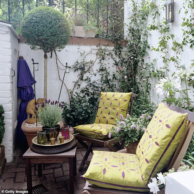 Devoting a corner of your garden to a seating area with cleverly placed plantings to enclose the space would be a more affordable way to create an outdoor room