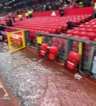 Rainwater quickly found its way to the side of the field