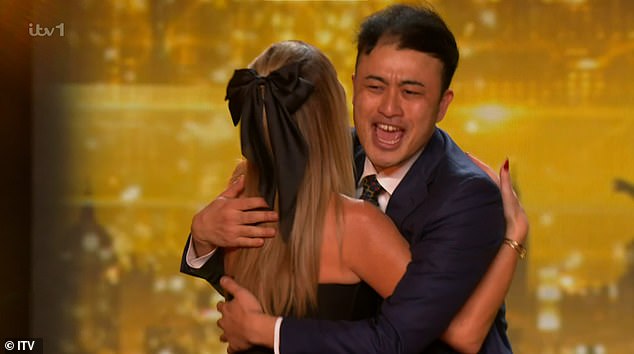 With his long hair, Nabe poked fun at a range of different characters from Teletubbies to Shaun the Sheep, leaving the judges in hysterics.