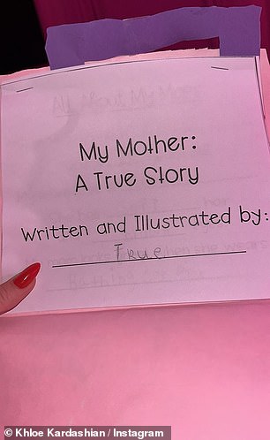 The youngster also made a booklet at school entitled 'My mother: a true story'