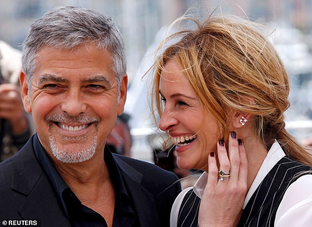 Hollywood moguls George Clooney (left) and Julia Roberts (right) will appear alongside President Joe Biden and former President Barack Obama at a fundraiser in Los Angeles expected to take place in June